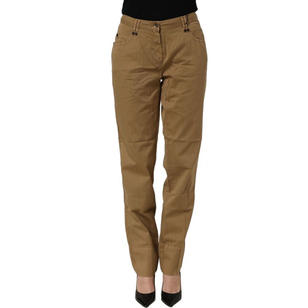 PLEIN SUD Brown Straight Cotton Stretch Chino Women's Pants